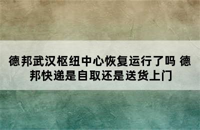 德邦武汉枢纽中心恢复运行了吗 德邦快递是自取还是送货上门